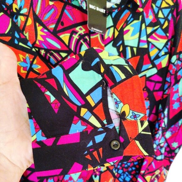 Big Dart Long Sleeve Button Down Blouse in 90s Graphic Design, Sz Large, NWT - Picture 12 of 15